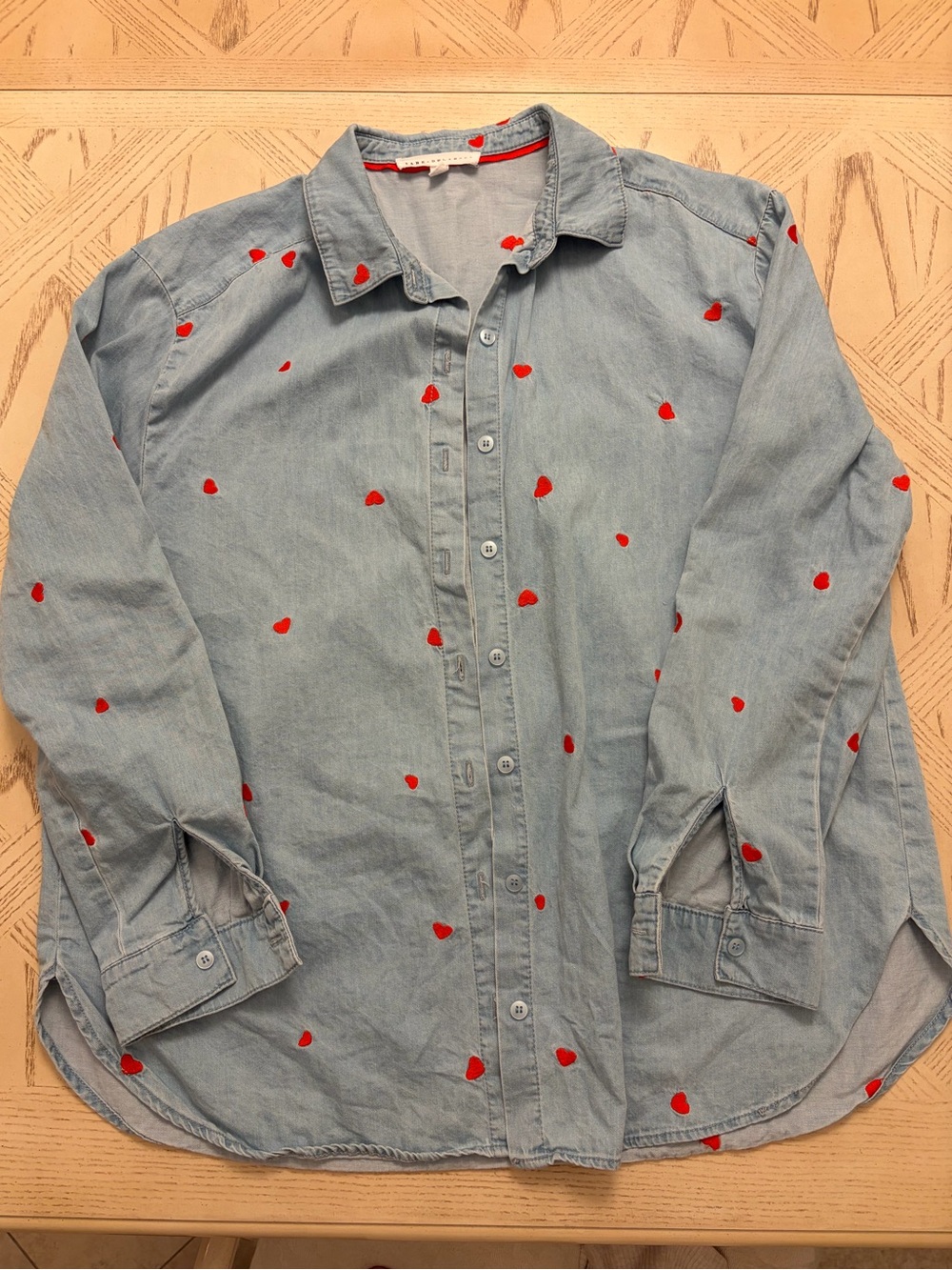 Chambray Button Down Valentines Shirt